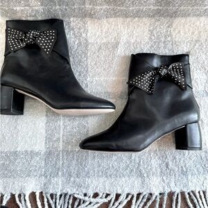 Nanette Lepore Black Ankle Boots with Studded Bow Detail Size 10 New in Box